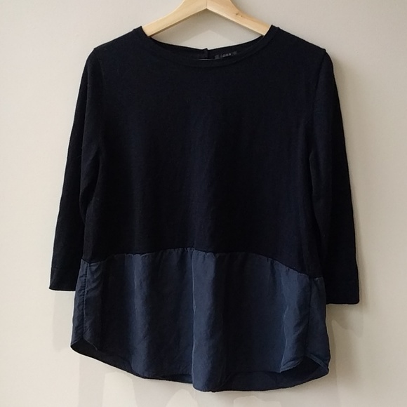 COS Tops - COS Size L Silk Wool Shirt 3/4 Sleeve Button Back